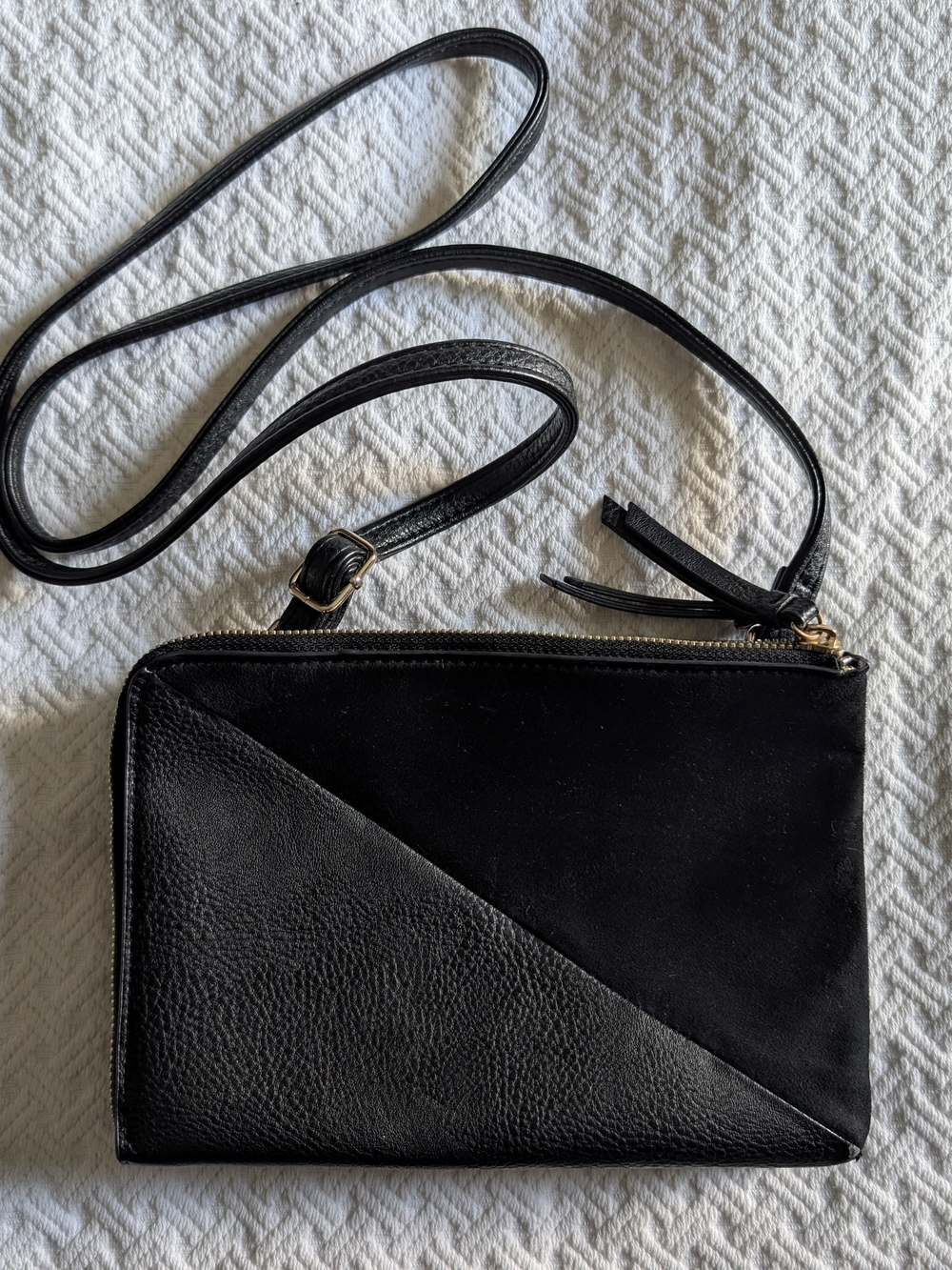 Call It Spring | Black Two-Texture Crossbody Purse